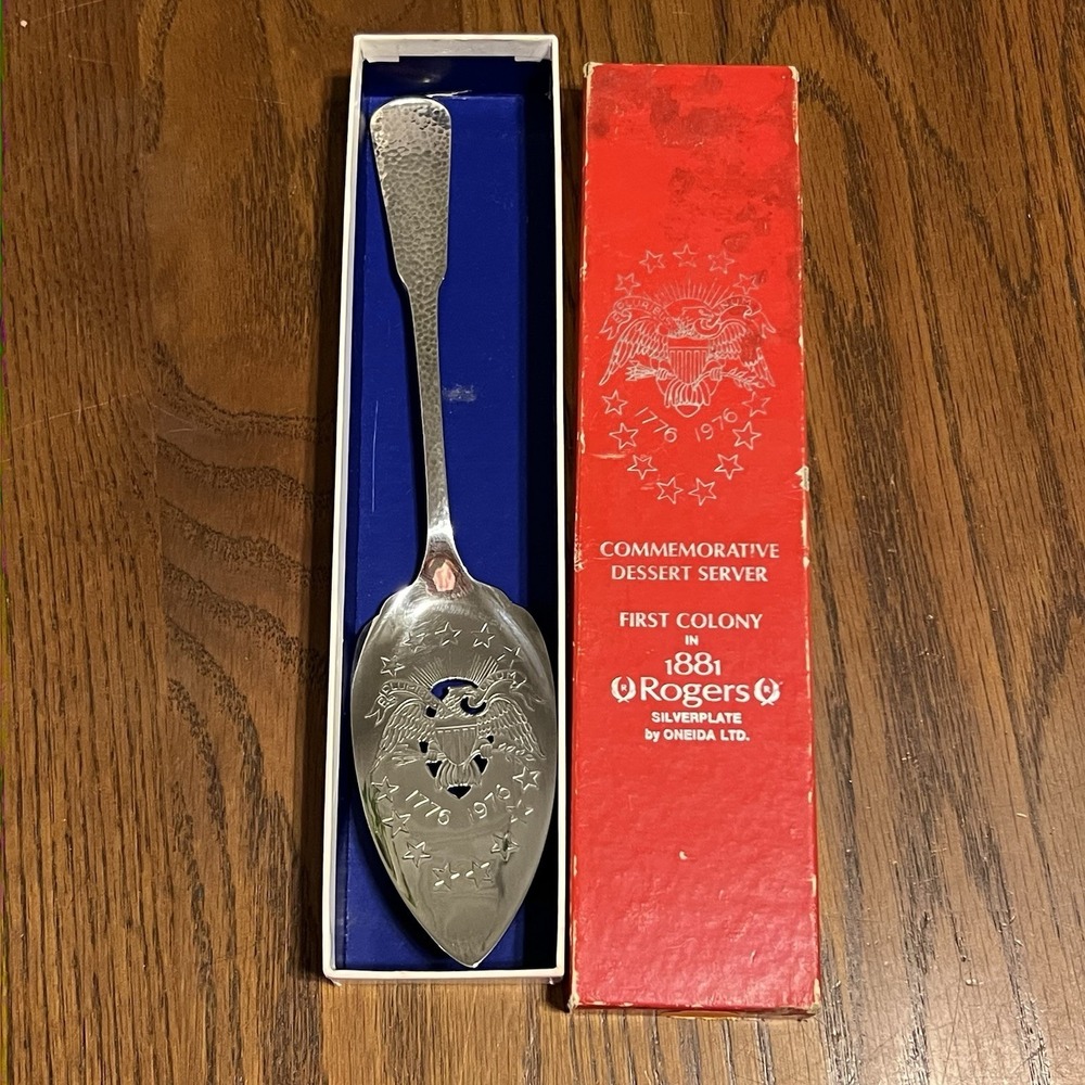 Vintage Rogers Oneida Silver Plate‎ Pie Dessert Scoop Spatula Patriotic USA